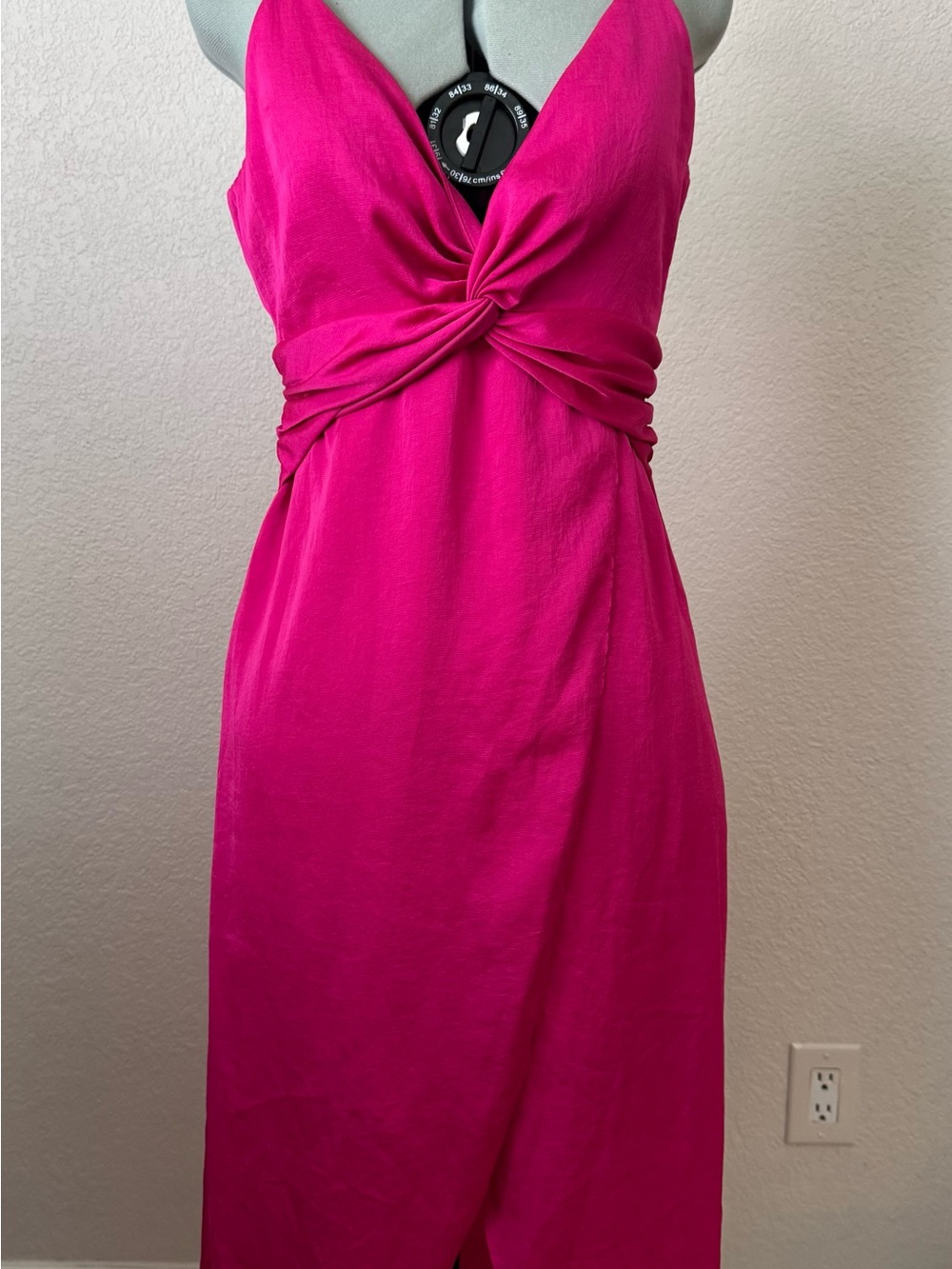 Bright Pink Twist-Front Women’s Dress